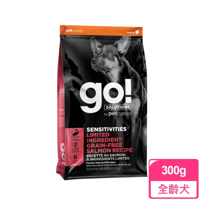 【Go!】全方位狗狗天然糧 300克 皮毛保健/高肉量/低致敏/機能系列(狗糧 狗飼料 幼犬 成犬 老犬 WDJ)