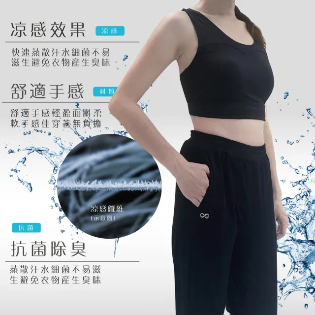 【Own Yoga】吸濕排汗涼感 長版固定式罩杯運動內衣(透氣/抗菌除臭/抗UV紫外線/居家休閒/運動)