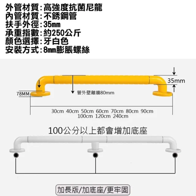 30cm 安全扶手 ABS防滑 一字型扶手 浴室扶手(C型扶手 馬桶扶手 浴缸扶手)