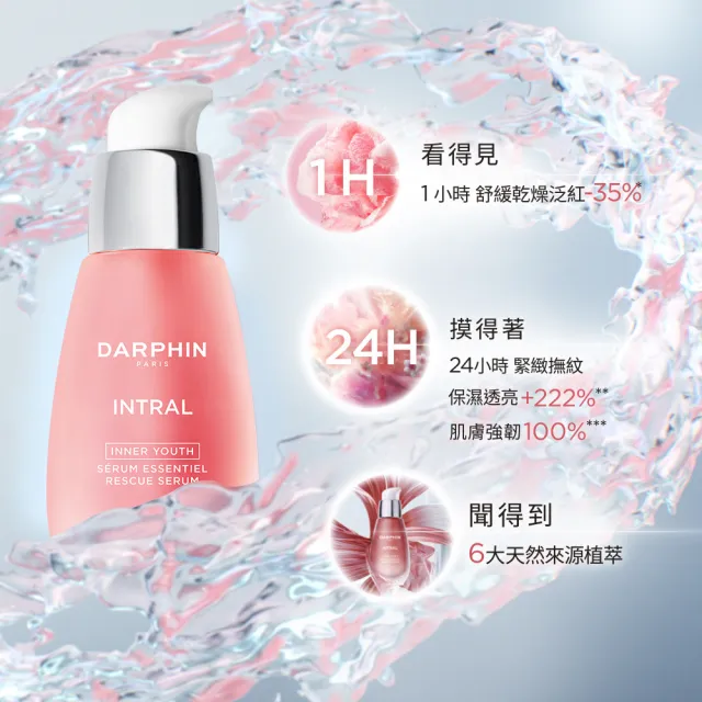 【DARPHIN 朵法】全效舒緩精華50ml+全效舒緩修護安瓶30ml+全效舒緩潔面慕絲125ml