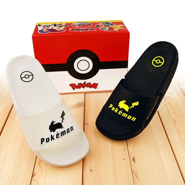 【童鞋城堡】童鞋 中大童 輕量拖鞋 寶可夢(PA1943-白/黑)