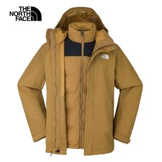 【The North Face】TNF 連帽羽絨內裡三合一外套M MTN LIFESTYLE DOWN TRI JACKET-AP男 棕(NF0A81QS173)