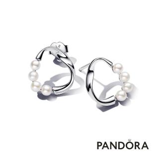 【Pandora 官方直營】自然流線淡水珍珠耳環