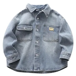 【小衣衫童裝】男女童牛仔炸街薄款翻領牛仔長袖外套(1130903)
