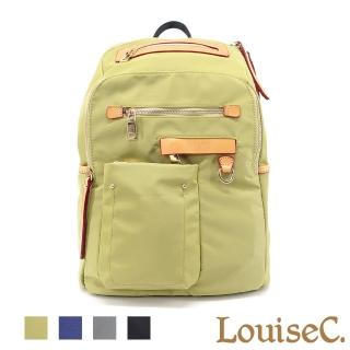 【LouiseC.】Tree House 真牛皮+輕盈尼龍多收納手提後揹包-4色-背面行李箱插袋設計(CC158277)