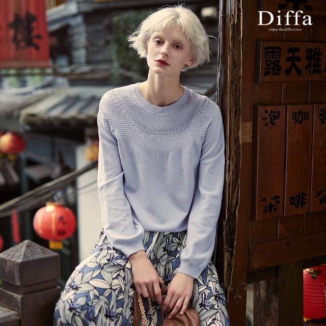 【Diffa】典雅織紋拉克蘭袖針織衫-女