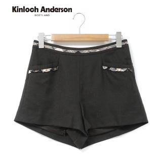 【Kinloch Anderson】腰間格紋滾邊毛呢短褲 金安德森女裝(KA0465206 黑/深咖)