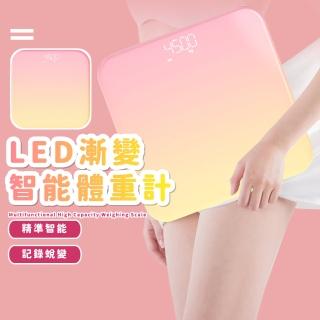【粉黃黃】LED漸變智慧體重計(體重機 鋼化玻璃 體重秤 量體重 電子秤 bmi 體脂機 溫度計 人體秤)