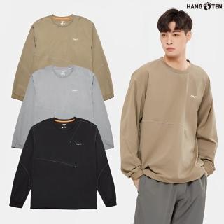 【Hang Ten】男裝-恆溫多功能-防輕潑水彈性寬版大學T(多色選)