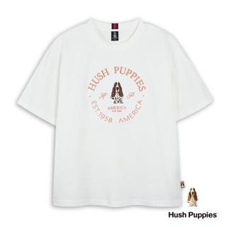 【Hush Puppies】女裝 T恤 經典立體品牌刺繡狗短版T恤(米白 / 44211106)