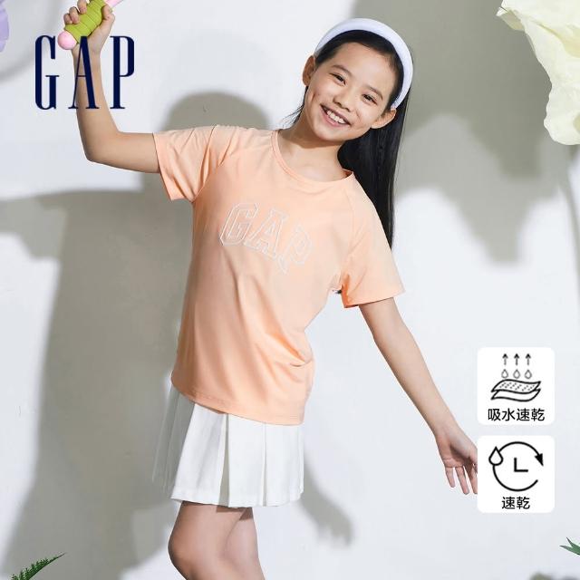 【GAP】兒童裝 Logo圓領短袖T恤-橘色(890530)