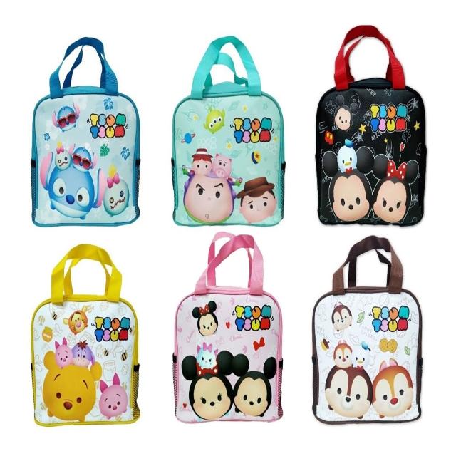 【SNOW.bagshop】米奇.米妮.奇奇蒂蒂.維尼熊餐袋外可放置水瓶(防水尼龍布大容量可刷洗手提)