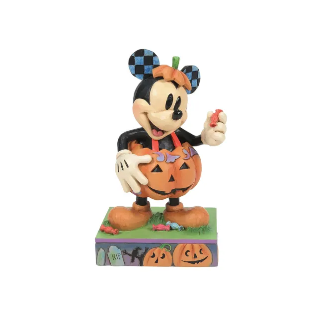 【Enesco】精品家飾 Disney 迪士尼 米奇萬聖節南瓜裝塑像居家擺飾