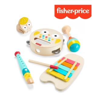 【Fisher price 費雪】木製5合一樂器組(匯樂感統玩具/兒童玩具/彌月禮/啟蒙玩具/扮扮家酒)