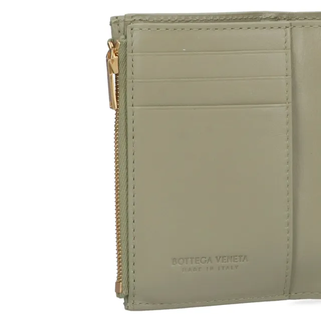 【BOTTEGA VENETA 寶緹嘉】BV Cassette Tri-Fold Zip 三折 經典編織 羊皮 短夾 皮夾 Travertine色 651372