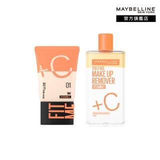 【MAYBELLINE 媚比琳】FIT ME水啵啵裸妝乳30ml+高效潔淨輕柔卸妝水150ml