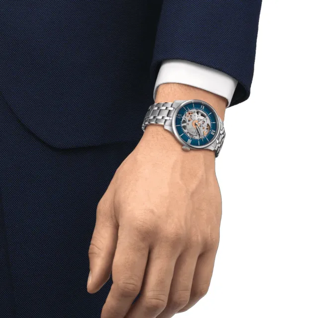 【TISSOT 天梭】TOURELLES 杜魯爾系列 鏤空經典機械腕錶 錶 週年慶 雙11(T1398361104800)