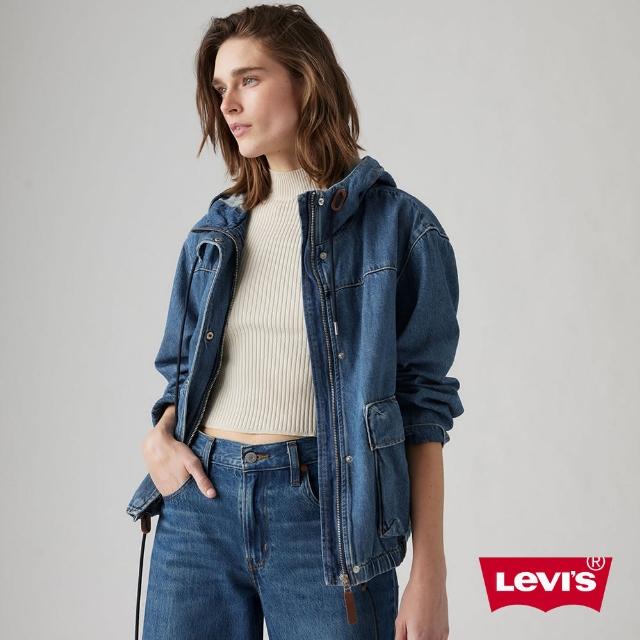 【LEVIS 官方旗艦】女款抽繩式丹寧牛仔連帽外套 人氣新品 A8512-0001