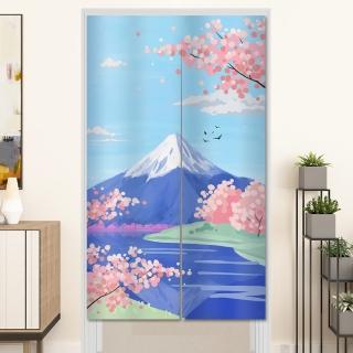 【BonBon naturel】富士山-加厚穿桿式長門簾/裝飾簾-88cm*150cm(門簾/風水簾/長門簾/免打孔穿桿門簾)