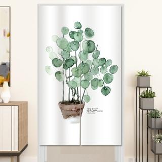 【BonBon naturel】綠植田園-加厚穿桿式長門簾/裝飾簾-88cm*150cm(門簾/風水簾/長門簾/免打孔穿桿門簾)