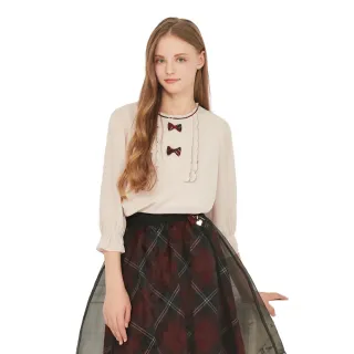 【SCOTTISH HOUSE】甜美荷葉七分袖上衣-白/粉CHUB1351