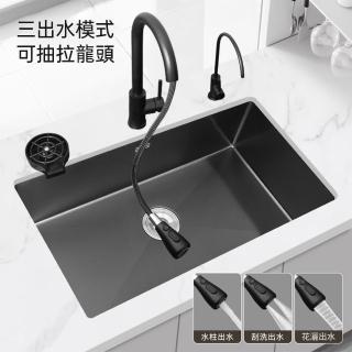 【LEZUN 樂尊】304 不銹鋼黑色奈米水槽45*45(水槽 廚房水槽 洗菜盆)