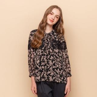 【perng yuh 芃諭名品】花葉柔緻 散襬 印花 雪紡上衣(2024 AW Collection｜3C秋冬新品上市)