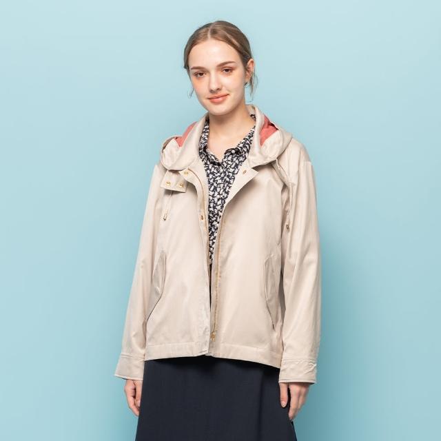 【perng yuh 芃諭名品】輕俏溫雅 配色 連帽 風衣外套(2024 AW Collection｜3C秋冬新品上市)