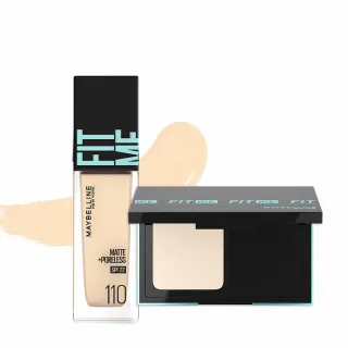 【MAYBELLINE 媚比琳】FIT ME反孔特霧零瑕美肌組(粉底液Pro版+磨皮嫩粉餅)