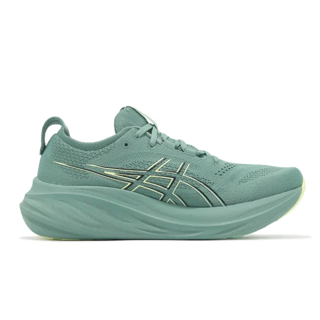 【asics 亞瑟士】慢跑鞋 GEL-Nimbus 26 男鞋 綠 黃 厚底 緩衝 運動鞋 亞瑟士(1011B794300)