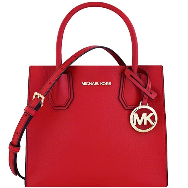 【Michael Kors】Mercer 荔枝紋皮革手提/斜背兩用包(紅色)