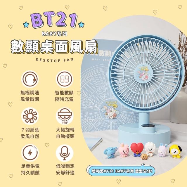 【SOTHING 向物】USB充電數顯擺頭桌面風扇 BT21款(1年保固 無線風扇 桌面風扇 靜音風扇 桌上型)