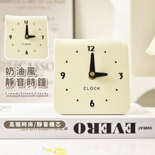 【韓系家飾】奶油風靜音時鐘(ins風 簡約 造型 臥室 桌面擺件 臺鐘 無滴答聲 擺飾 裝飾)