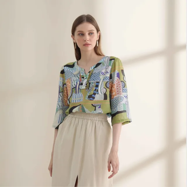 YASA 絲柔渲彩名媛精品上衣