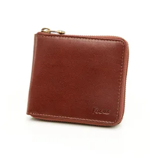 【FOCUS】真皮包包  經典原皮方正造型拉鍊包短夾FTC2636(義大利植鞣革/頭層牛皮/短夾錢包)