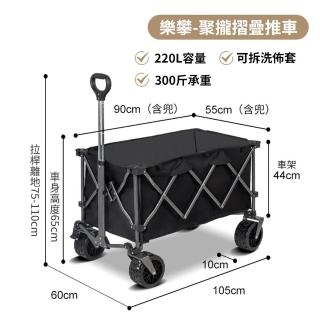 【Felsted】露營折疊式手推車 便捷野餐拖車 LP-G06(加粗加寬車架鋼管 堅固耐用 一體伸縮手柄 靈活推拉)