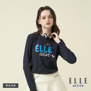 【ELLE ACTIVE】男女同款 基礎百搭長袖T恤-深藍色(EA24A2F1701#39)
