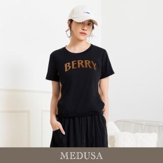 【MEDUSA 曼度莎】現貨-Berry 運動風黑色裙套裝T恤（M-XL）｜女休閒上衣 短袖上衣(301-1100A)