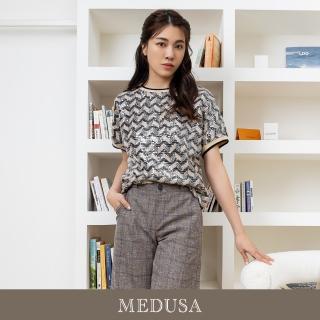 【MEDUSA 曼度莎】現貨-亮片針織織紋上衣（M-XL）｜女休閒上衣 女短袖上衣(301-53701)