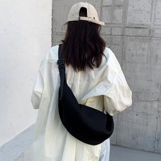 【LEESA】網格包包\半月包\側揹包\簡約百搭\輕便包包\大容量\水餃包\大包包\斜揹包\韓國包包