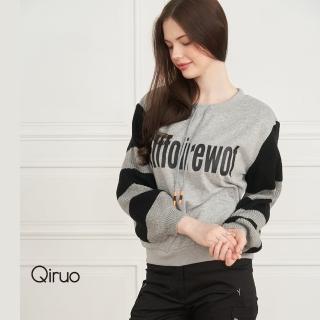 【Qiruo 奇若名品】秋冬專櫃灰黑色上衣8168A 英文字母(M-2XL)