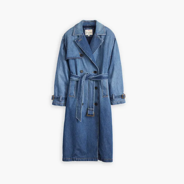 【LEVIS 官方旗艦】女款長版風衣丹寧外套 人氣新品 A8976-0001