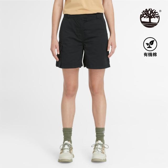 【Timberland】女款黑色工裝休閒短褲(A5P2P001)