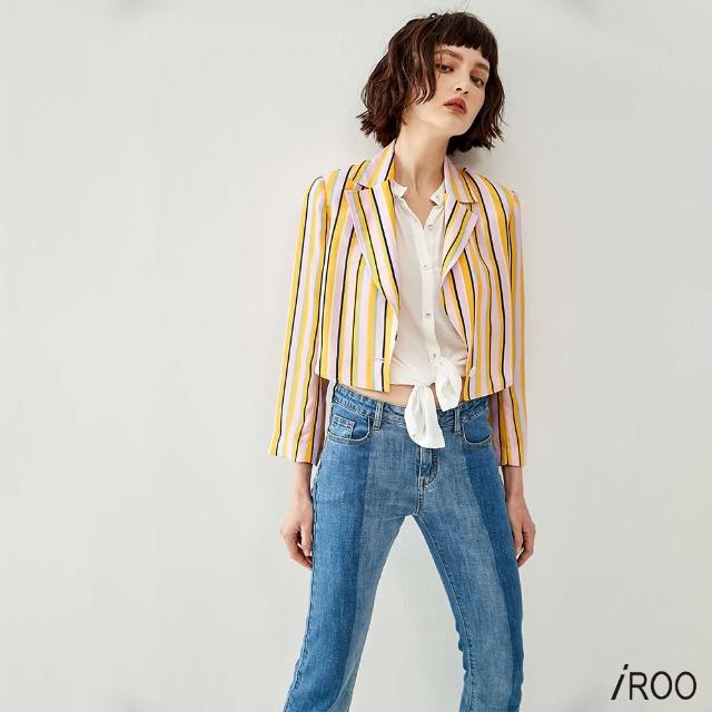 【iROO】繽紛直條紋休閒外套