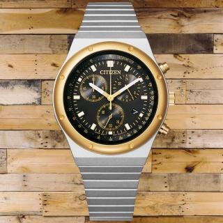 【CITIZEN 星辰】Chronograph系列 昭和金限定款 光動能計時腕錶 母親節 禮物 推薦(AT2544-64E)