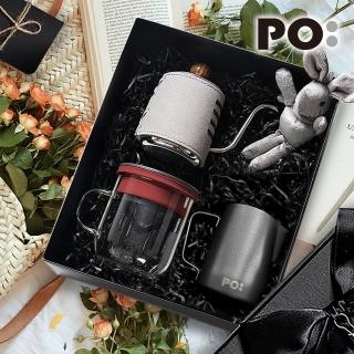 【PO:】手沖咖啡玻璃杯禮盒組(手沖壺/咖啡杯350ml/拉花杯/多色可選)