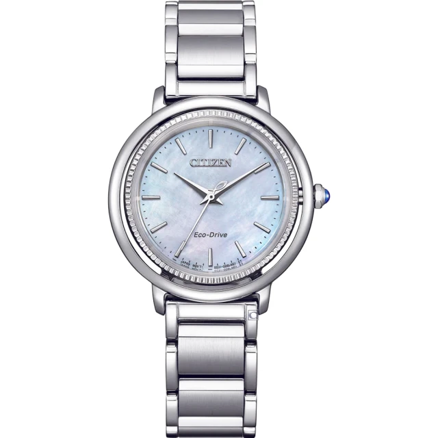 CITIZEN 星辰 L 珍珠母貝 光動能女錶 銀 31.2MM(EM1100-84D)