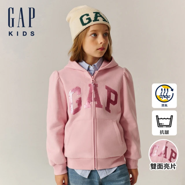 GAP 女童裝 Logo趣味連帽外套-淡粉色(641356)