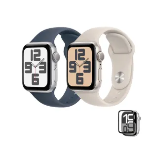 鋼化保貼組【Apple】Apple Watch SE 2024 GPS 40mm(鋁金屬錶殼搭配運動型錶帶)