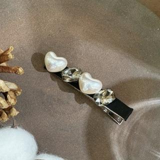 【MOON MOON ACC.】母親節禮物 ｜壓夾｜清醇 ‧ 珍珠鋯石一字 髮夾邊夾髮飾 單只販售(精緻氣質)